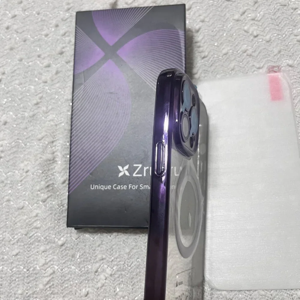 Zrutru Phone Case for iPhone 15 Pro‎ Max Sparkle Clear Purple W Screen Protector
